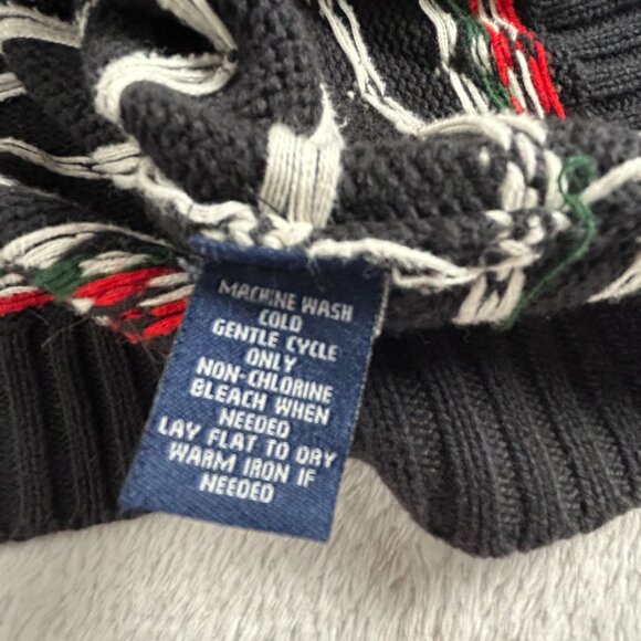 Vintage Chaps Ralph Lauren Womens Black Cotton Fair Isle Ski Knit Sweater XL - Picture 4 of 8